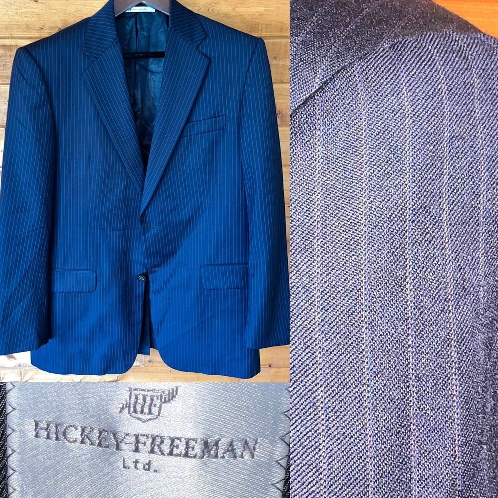 Vintage Hickey Freeman wool navy pinstripe Blazer 42R